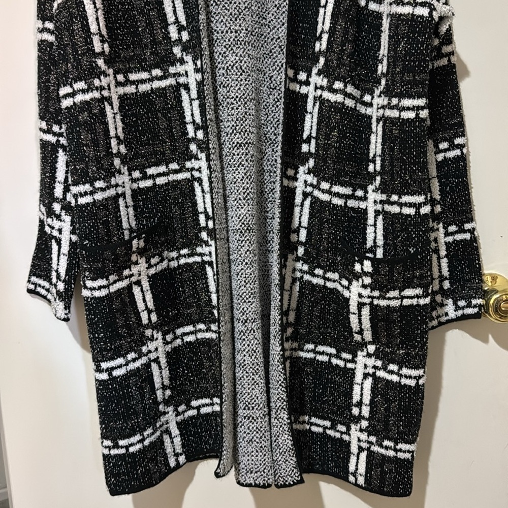 Nine West long Cardigan Black and white XL - Picture 3 of 6